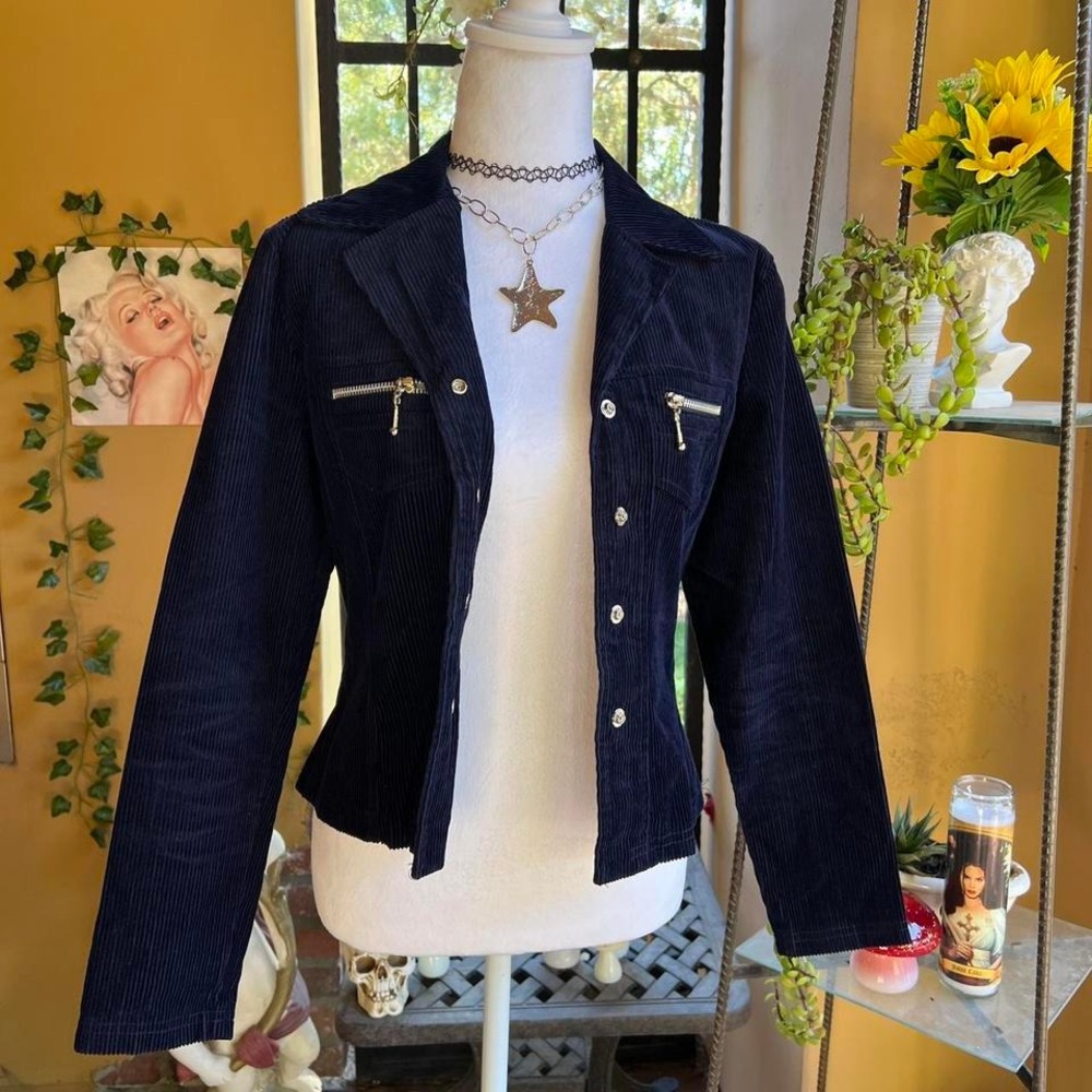 event usa navy corduroy zip pocket jacket y2k retro